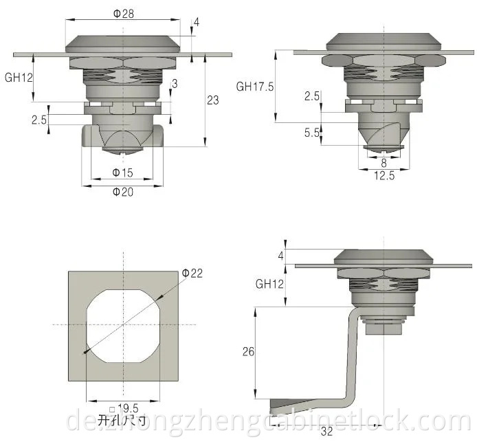 Zonzen Zinklegierung Wasserdichte Cam Lock Panel Cam Lock für Schrankschublade Ms705